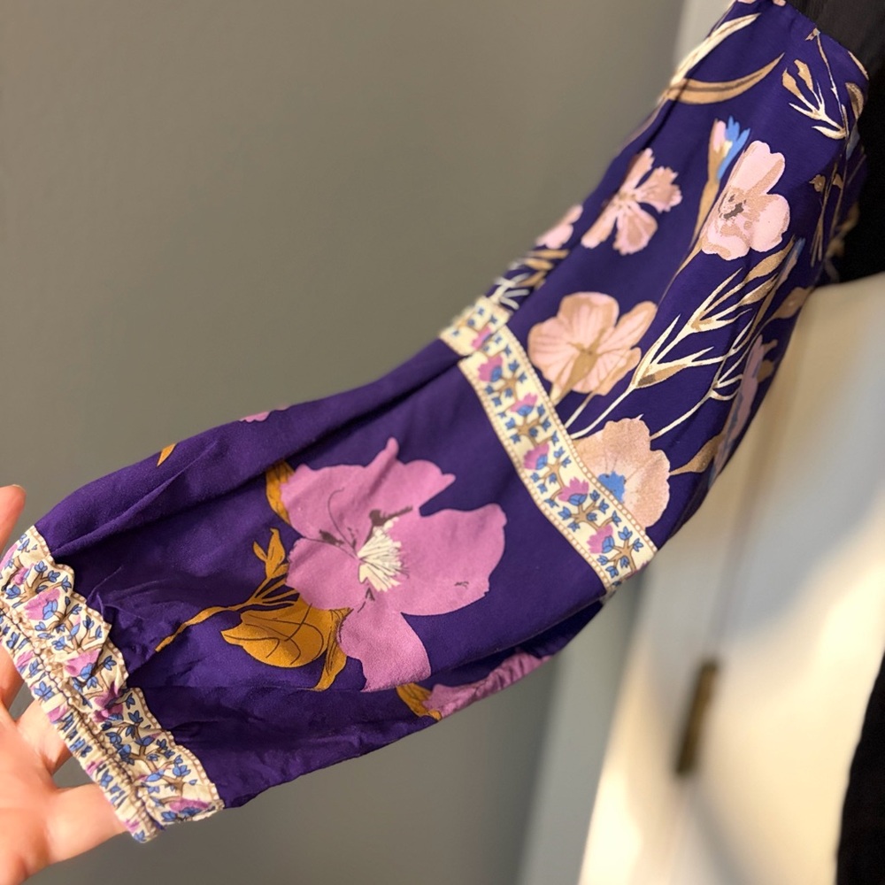 The Morgan Factory Upcycled Black Shirt with Floral Sleeves - Picture 5 of 5